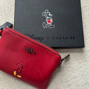 Coach x Disney Red Mickey Mouse Wristlet